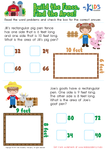 Online Area and Perimeter Word Problems Worksheets for Kids image
